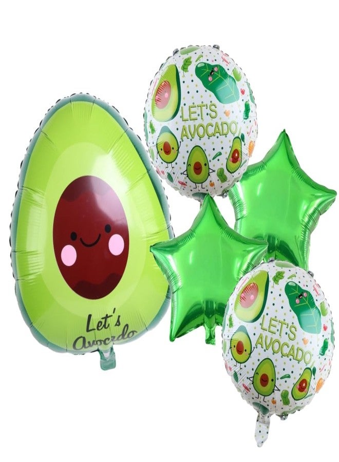 Atpata Funky Mexican Theme Jumbo Self Standing Foil Balloons Set - Cactus Nacho Avocado with Balloon Base | Spanish Fiesta Birthday Baby Shower Taco Party Centerpieces (Avocado 5pcs. Set) - Image 3